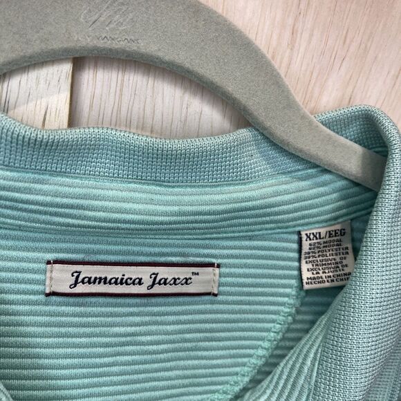 Jamaican Jaxx Polo Shirt Mens size 2XL XXL Green stripe Collared Polo top golf - Picture 6 of 7